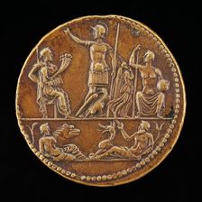 Armed Man with Other Figures [reverse]. Creator: Giovanni da Cavino