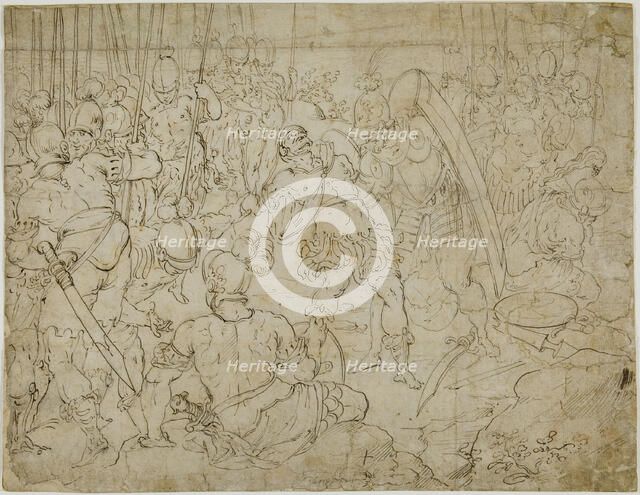 Armed Soldiers After Battle, c.1600. Creator: Unknown.