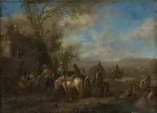 Armed Riders in Front of an Inn, c1660. Creator: Philip Wouverman