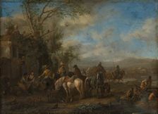 Armed Riders in Front of an Inn, c1660. Creator: Philip Wouverman
