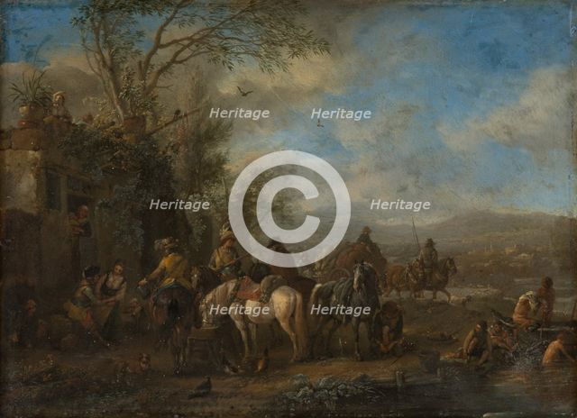 Armed Riders in Front of an Inn, c1660. Creator: Philip Wouverman.