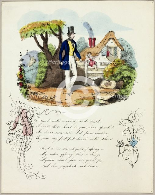 Armed with Sincerity and Truth (valentine), c. 1842. Creator: Unknown.