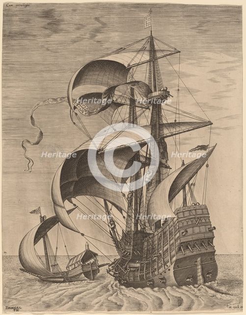 Armed Three-Master on the Open Sea, Accompanied by a Galley. Creator: Frans Huys.