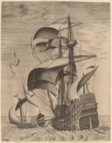 Armed Three-Master on the Open Sea, Accompanied by a Galley. Creator: Frans Huys