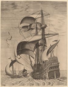 Armed Three-Master on the Open Sea, Accompanied by a Galley. Creator: Frans Huys