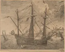 Armed Three-Master Anchored Near a City, 1565. Creator: Frans Huys