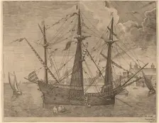 Armed Three-Master Anchored near a City, 1565. Creator: Frans Huys
