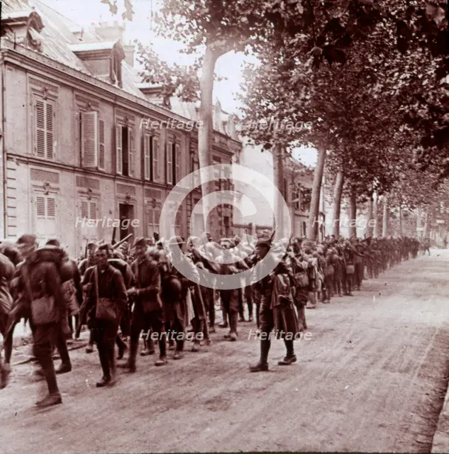 Armed troops, Chateau Thierry, France, c1914-c1918. Artist: Unknown.