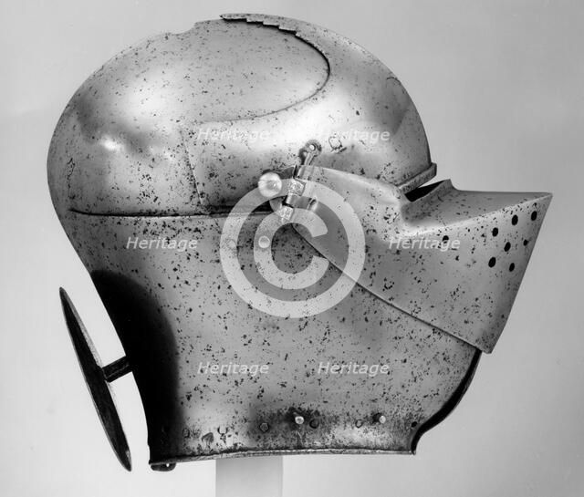 Armet, Italian, probably Milan, ca. 1450-60; rondel, stem, and aventail, later. Creator: Unknown.