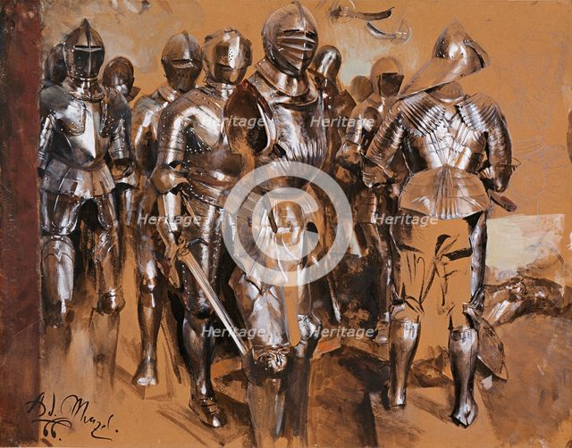 Armor Chamber Fantasy, 1866. Artist: Menzel, Adolph Friedrich, von (1815-1905)