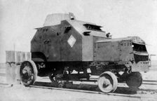 Armored car on rails, Baghdad, Iraq, 1917-1919
