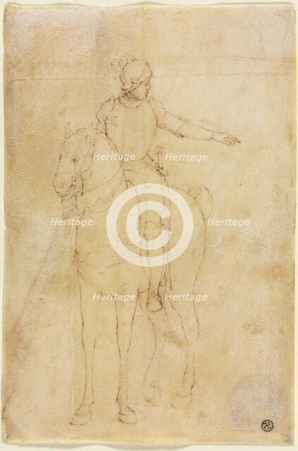 Armored Figure on Horseback, c. 1450. Creator: Vittore Carpaccio (Italian, 1455/65-1525/26), circle of.