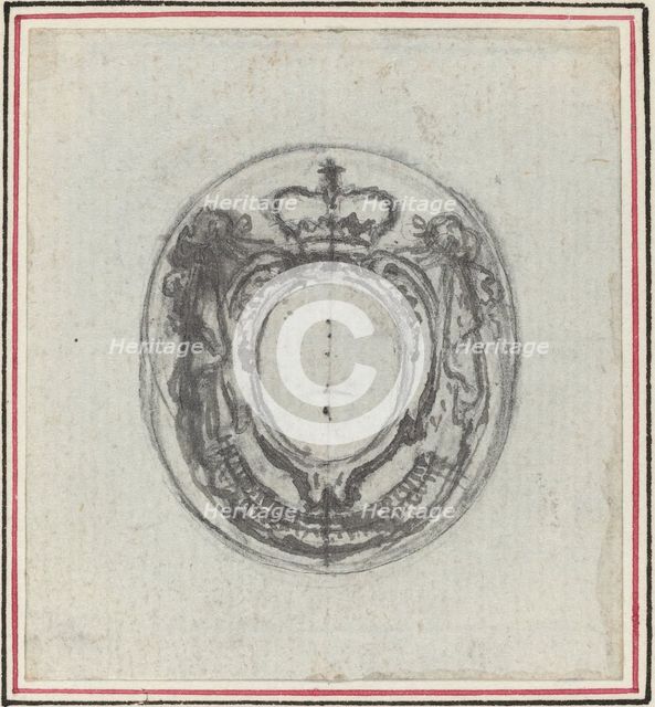 Armorial Cartouche with Crown and Swags. Creator: Hubert Francois Gravelot.