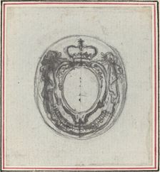 Armorial Cartouche with Crown and Swags. Creator: Hubert Francois Gravelot