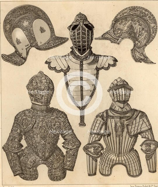 Armors, demi-armors and burgonet helmets, from the time of Charles V.