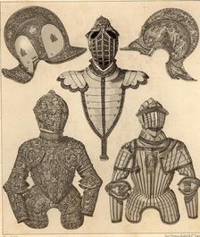 Armors, demi-armors and burgonet helmets, from the time of Charles V