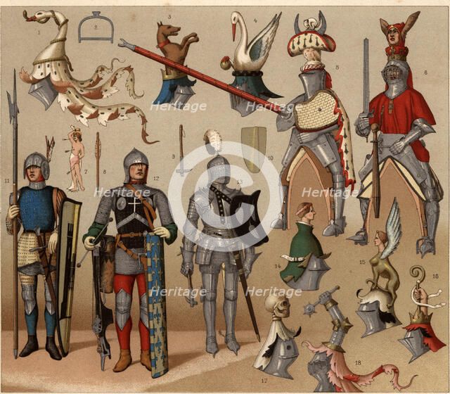 Armors, helmets and war and jousts weapons.