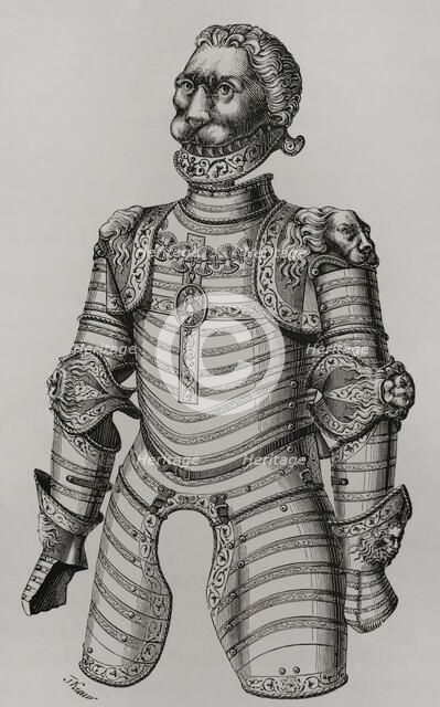 Armour ornamented with lions, supposedly that of King Louis XII of France (1462-1515), 1877.  Creator: Unknown.