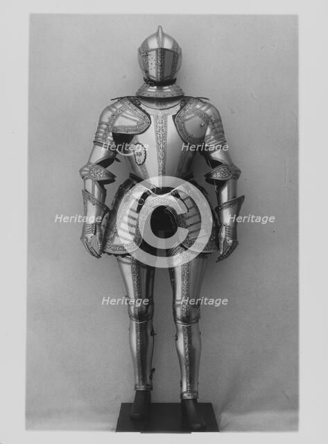 Armour, Italian, probably Milan, c1575; breastplate, later; lancerest and gilt decoration. Creator: Unknown.