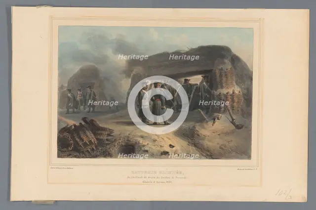 Armoured battery, 1832, (1833).  Creator: Auguste Raffet.