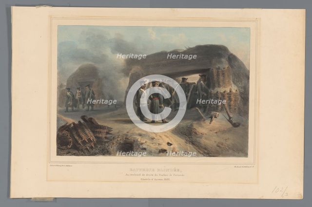 Armoured battery, 1832, (1833).  Creator: Auguste Raffet.