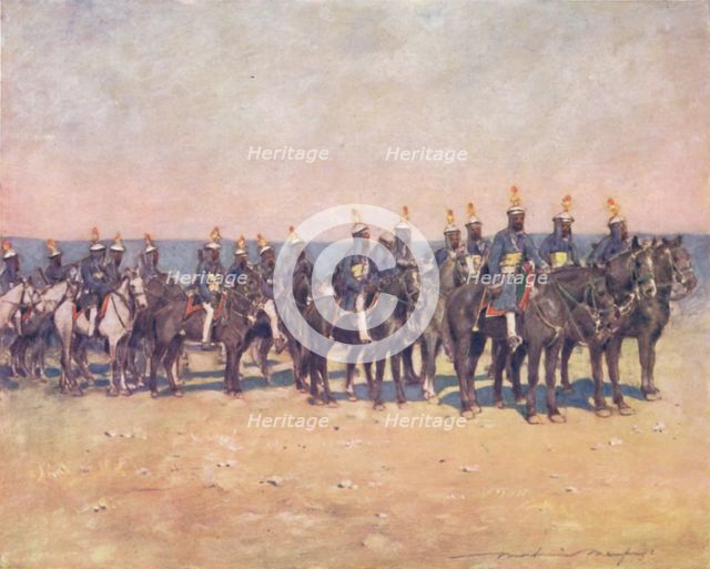 'Armoured Horsemen of Kishengarh', 1903. Artist: Mortimer L Menpes.