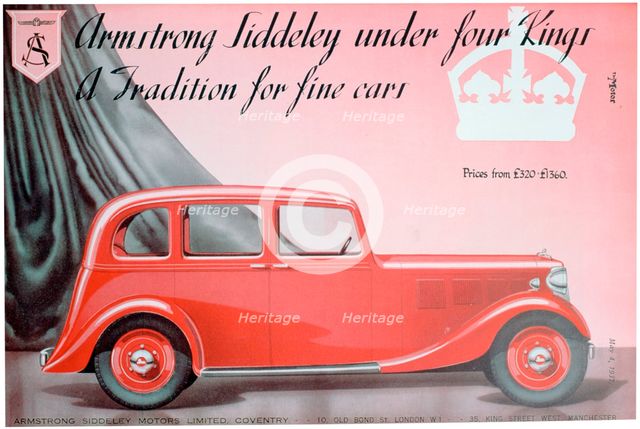 Armstrong Siddeley Motors advert, 1937. Artist: Unknown