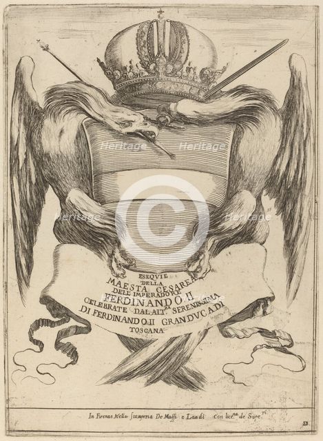 Arms with a Dedication to Grand Duke Ferdinand II. Creator: Stefano della Bella.