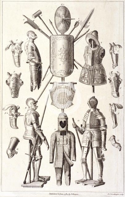 Arms and armour from the Tower of London, 1784. Artist: NC Goodnight