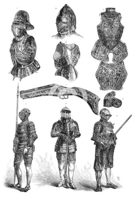 Arms and armour in the Meyrick Collection at South Kensington, 1869. Creator: Unknown.