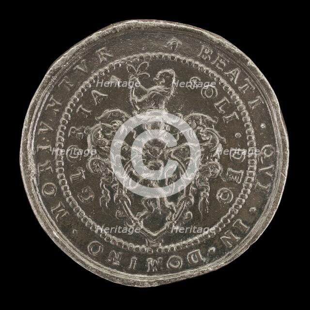 Arms and Inscription [reverse], 1592. Creator: Matthäus Carl.