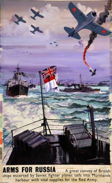 Arms for Russia British poster, World War II, c1941-c1945. Creator: Frederick Donald Blake