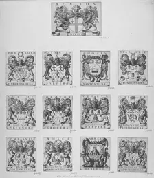 Arms of the twelve chief City Livery Companies surmounted by the arms of the City of London, 1667. Artist: Wenceslaus Hollar