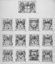 Arms of the twelve chief City Livery Companies surmounted by the arms of the City of London, 1667. Artist: Wenceslaus Hollar