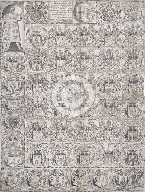 Arms of English cities, trading companies and of the Livery Companies of the City of London, 1660. Artist: Anon