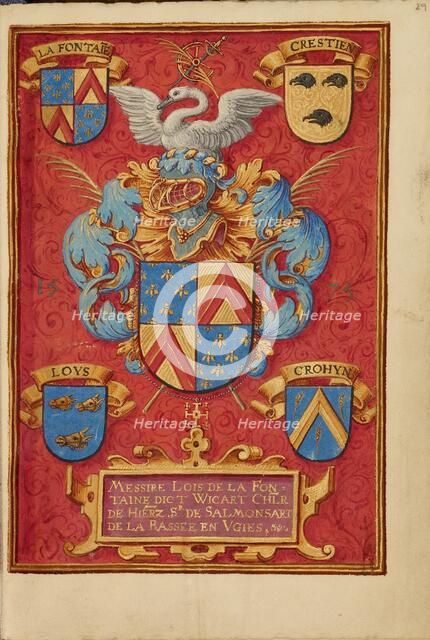 Arms of Lois de la Fontaine; Crohin-La Fontaine Hours, (about 1480-1485?). Creator: Unknown.