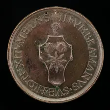 Arms of Maugras over a Crozier [reverse], c. 1503. Creator: Giovanni Candida