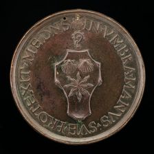 Arms of Maugras over a Crozier [reverse], c. 1503. Creator: Giovanni Candida