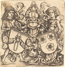 Arms of Rohrbach and Holzhausen, c. 1480/1490. Creator: Monogrammist b. g.
