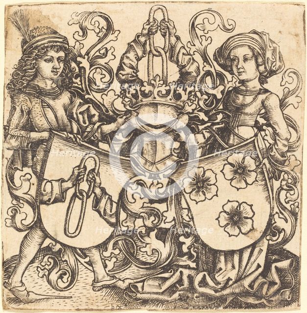 Arms of Rohrbach and Holzhausen, c. 1480/1490. Creator: Monogrammist b. g..
