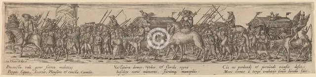 Army Train and Death. Creator: Johann Theodor de Bry.
