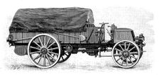 Army truck by Daimler, with 4 cylinder 12 hp engine, 1904. Creator: Unknown