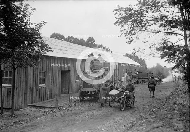Army, U.S. Army Motorcycle And Side-Car, 1917. Creator: Harris & Ewing.
