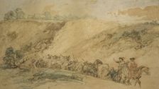 Army Waggons in a Ravine c1837-1897. Artist: Sir John Gilbert