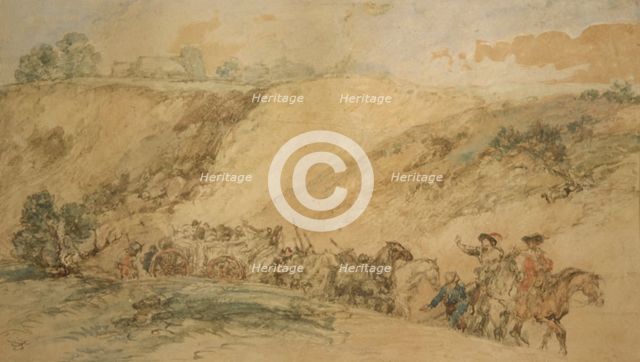 'Army Waggons in a Ravine', c1837-1897.                                        Artist: Sir John Gilbert