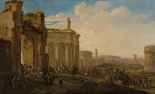 Army Advancing among Roman Ruins. Creator: Jacob van der Ulft