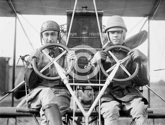 Army Aviation, College Park Aviation Field, 2nd Season - Lt. H. Geiger, Lt. T. Dew. Milling, 1912. Creator: Harris & Ewing.