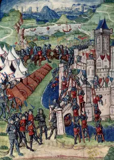 Army besieging a walled city, c1487. Creator: Unknown