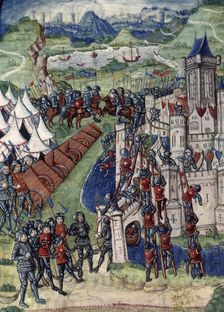 Army besieging a walled city, c1487. Creator: Unknown