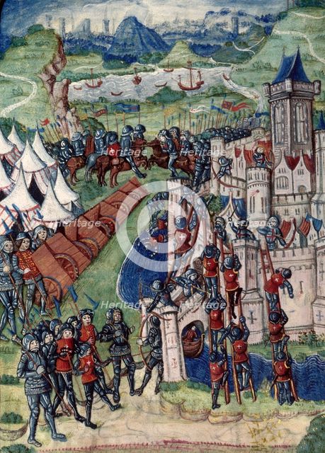 Army besieging a walled city, c1487. Creator: Unknown.